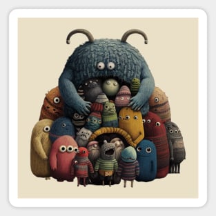 Monster Mom with Baby Monsters Family Portrait Magnet